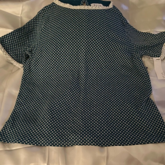 Elle Green & Silver Textured Blouse‎ NEW - Picture 6 of 15